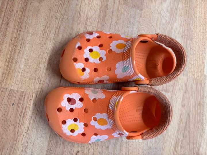 Crocs Orange Floral Size 11