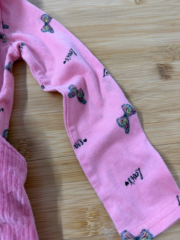 Levi's Velour Corduroy Jumpsuit & Butterfly Top Set – 2T | Light Pink