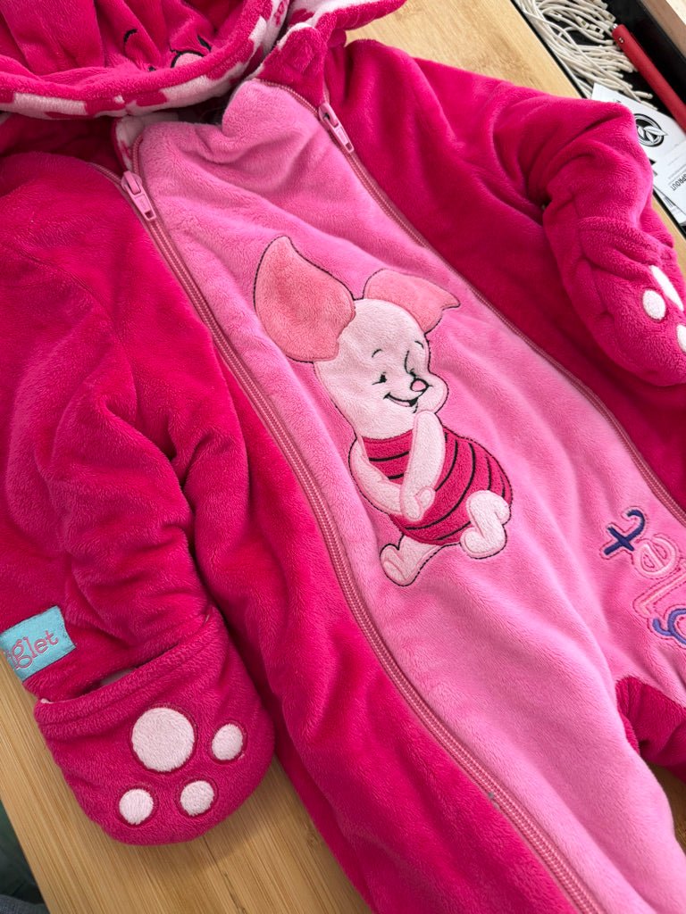 Disney Baby Piglet Fleece Bunting – 12M | Footed Double Zipper One-Piece - Nest and Sprout-Consignment
