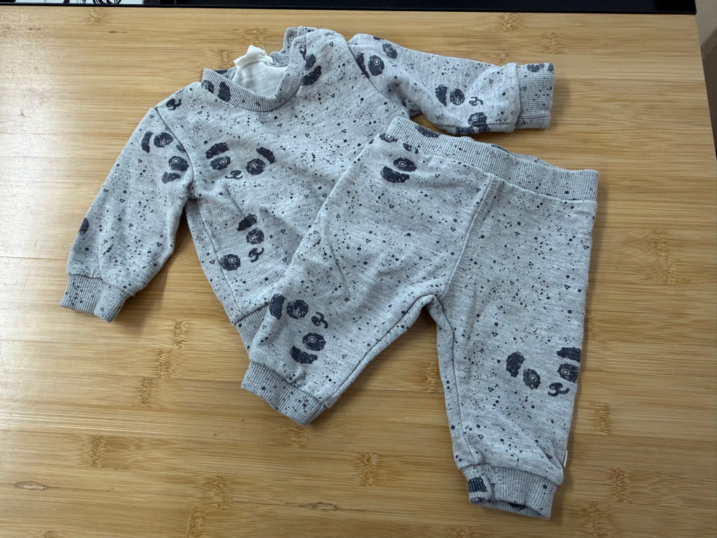 Minymo Panda Sweatshirt & Jogger Set – 1M | Light Grey