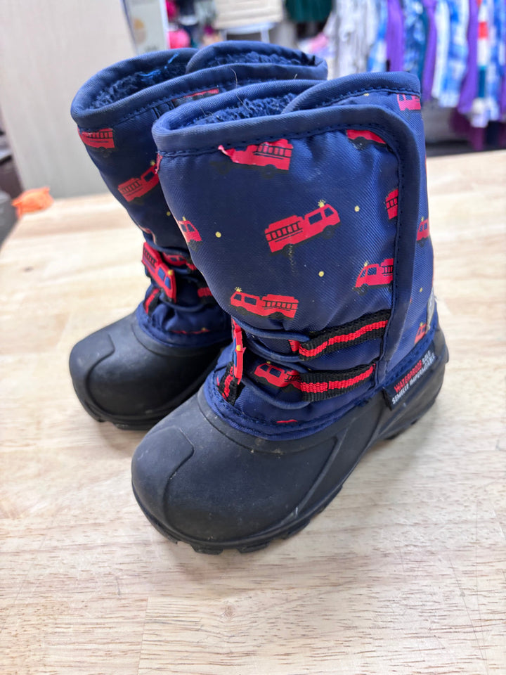 Size 7 Fire Truck Galosh-Style Snow Boots