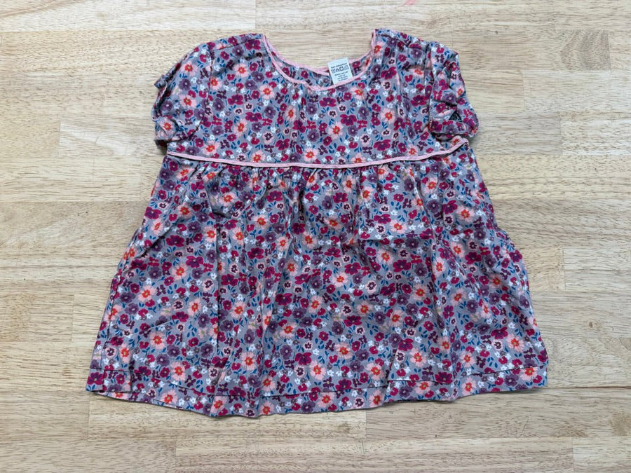 Tea Collection Floral Print on Grey Top – 12–18M | Excellent - Nest and Sprout-Consignment