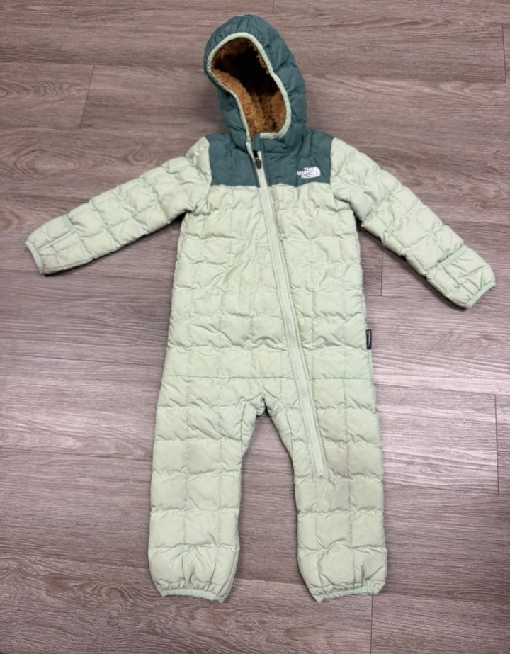 The North Face Baby ThermoBall One-Piece Snowsuit – 18-24 Months | Light and Dark Green | Quilted - Nest and Sprout-Consignment