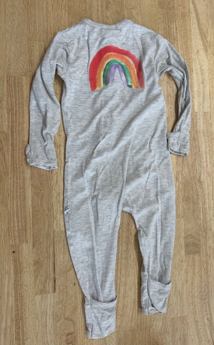Bambi and Birdie Footless PJ Set – 18-24 Months | Grey | Rainbow on Back - Nest and Sprout-Consignment