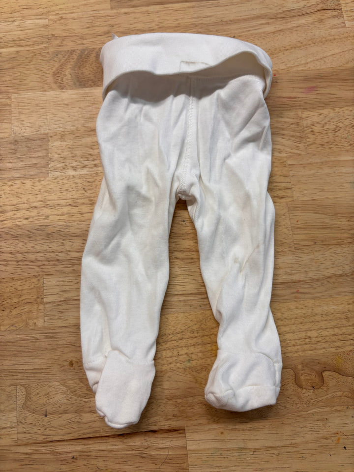 H&M Footed Leggings – Size 1-2M White Organic Cotton IMPERFECT
