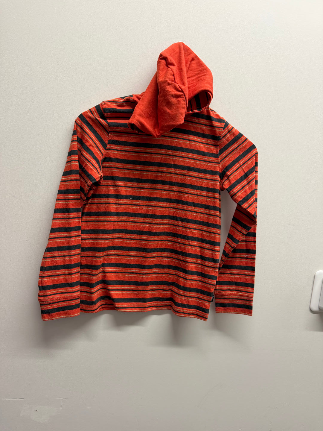 Ripzone Stripe Hooded Shirt – Youth M | Orange & Charcoal | Play