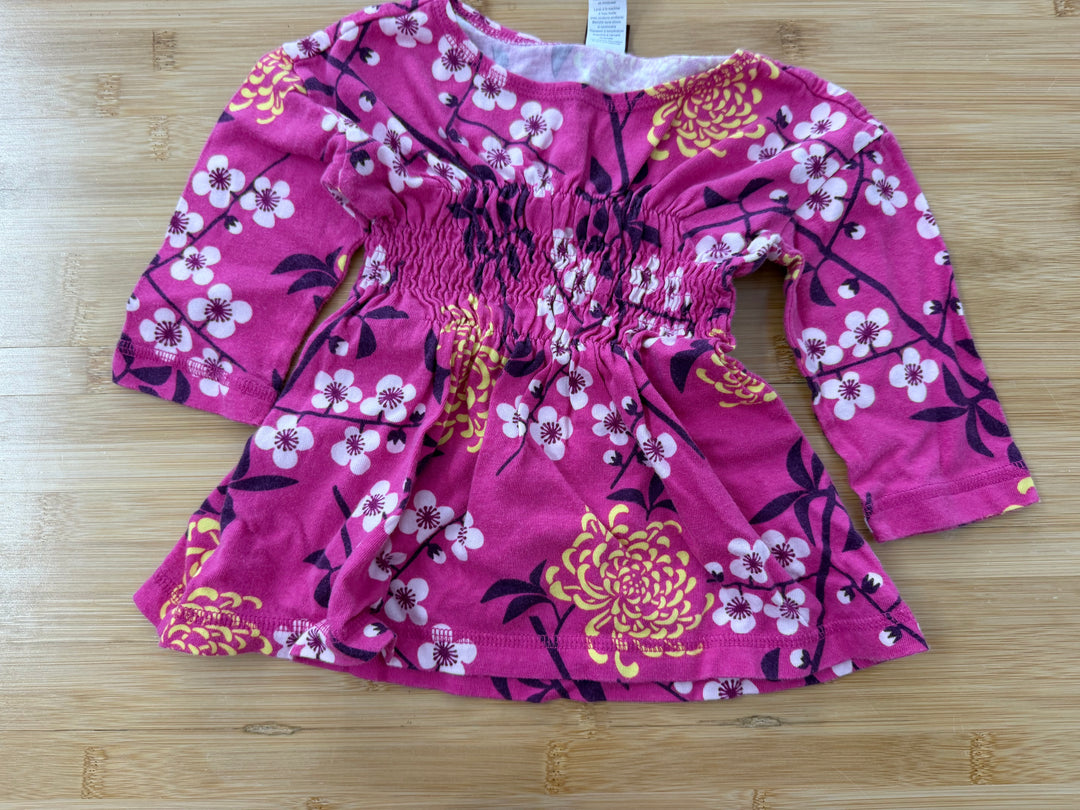 Tea Collection Hot Pink Cherry Blossom Smocked Waist top – 3