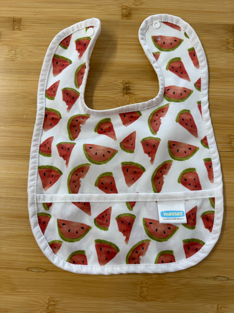 Thirsties Snap Bib – One Size | Watermelon Print | Play