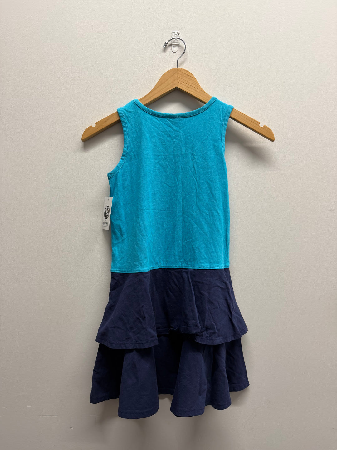 Hanna Andersson Rainbow Drop Waist Dress – 8 (130cm) | Navy Skirt & Sleeves Excellent