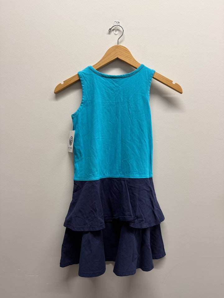Hanna Andersson Rainbow Drop Waist Dress – 8 (130cm) | Navy Skirt & Sleeves Excellent