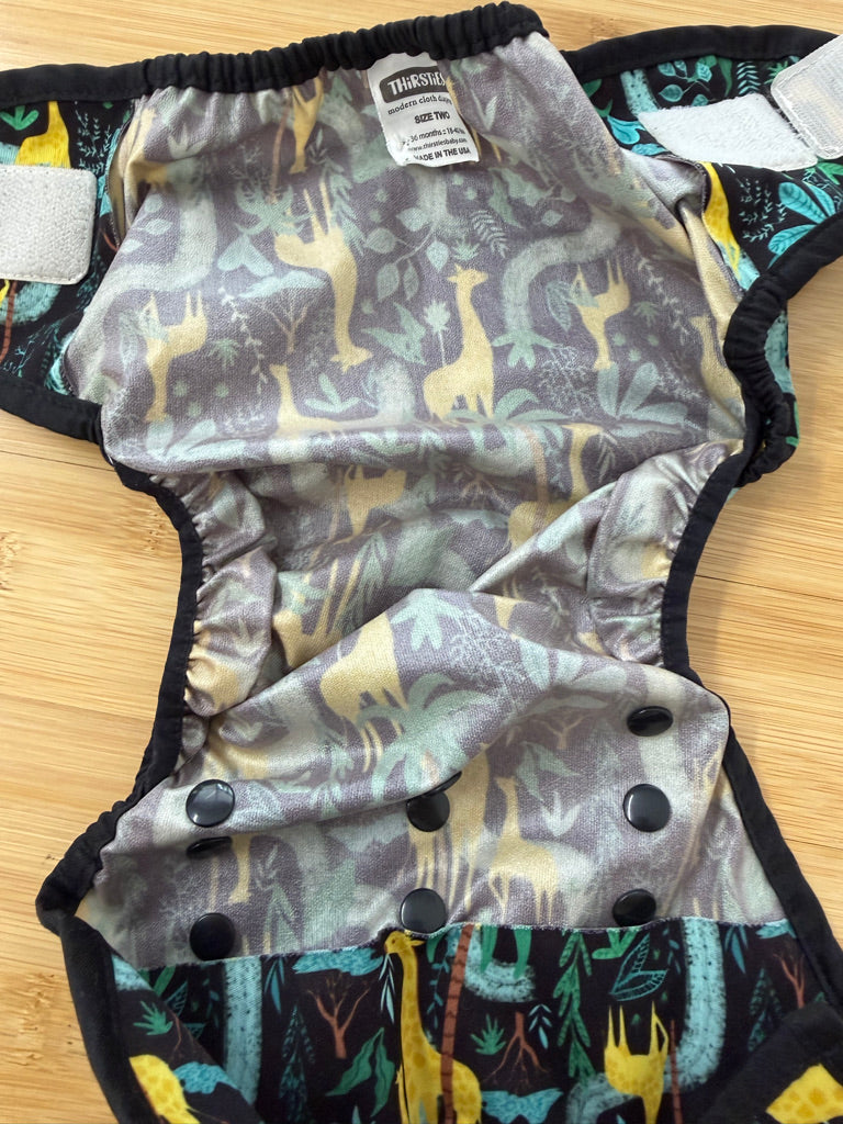 Thirsties Giraffe Diaper Cover – Size 2 | Velcro Snap | Play