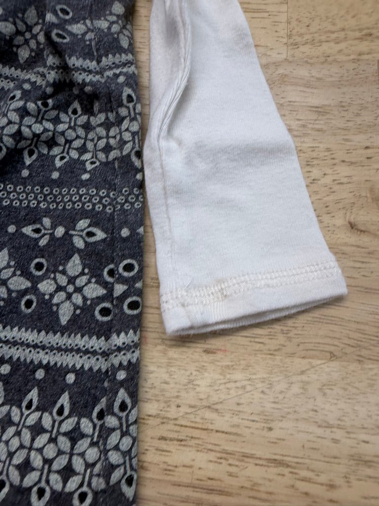 Tea Collection Grey Cream Black Dot Print Dress – 12–18M | Cream Sleeves Built-In - Nest and Sprout-Consignment
