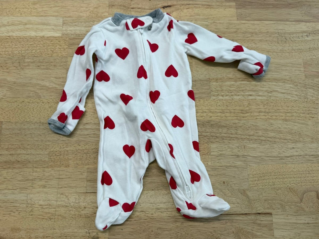 Carter's Red Heart Two-Way Zip Sleeper – Newborn | White