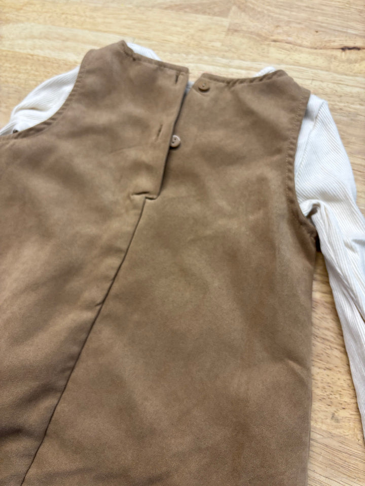 H&M Suede Jumper Dress with Ribbed Shirt | Size 12M