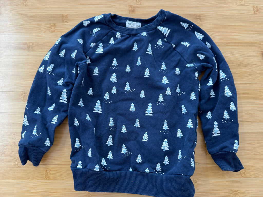 Miles the Label Christmas Tree Sweatshirt – 3Y | Navy | Holiday