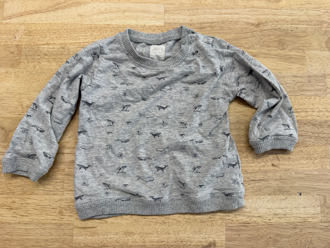 Ettie + H Whale Shirt – 12–18M | Light Grey Lightweight | Play