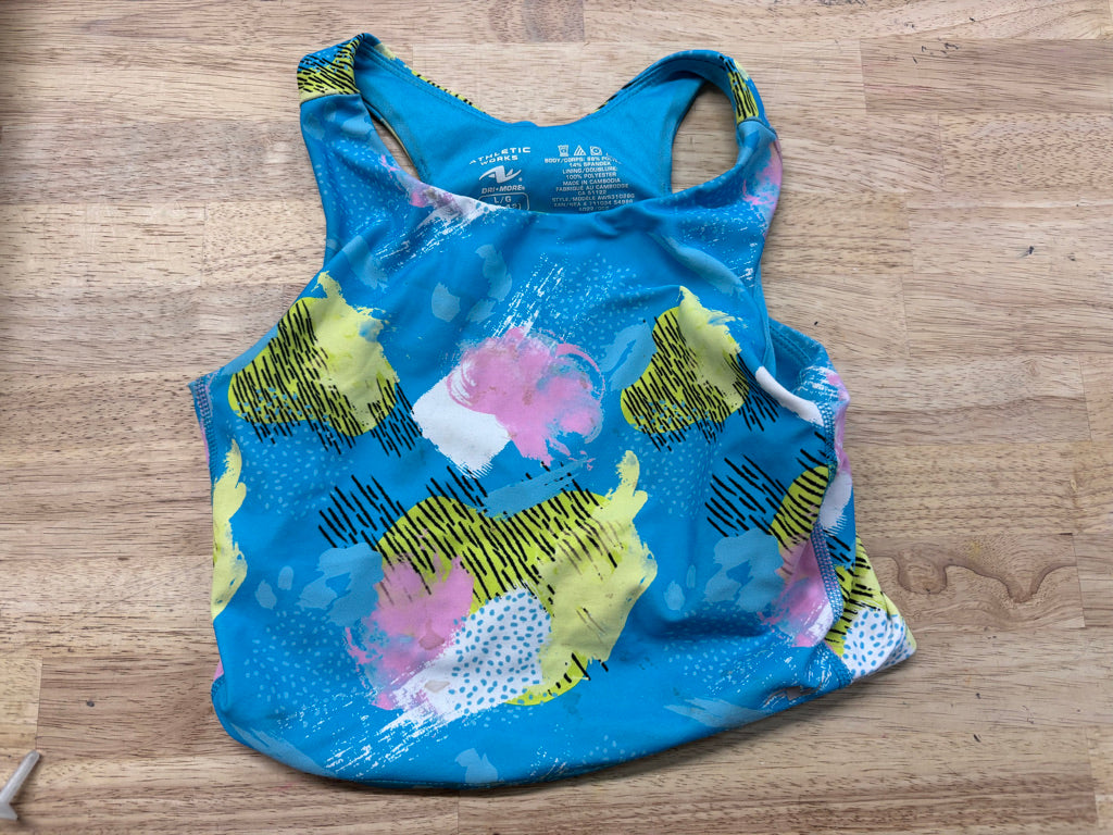 Athletic Works Blue Patterned Bra Top 10/12
