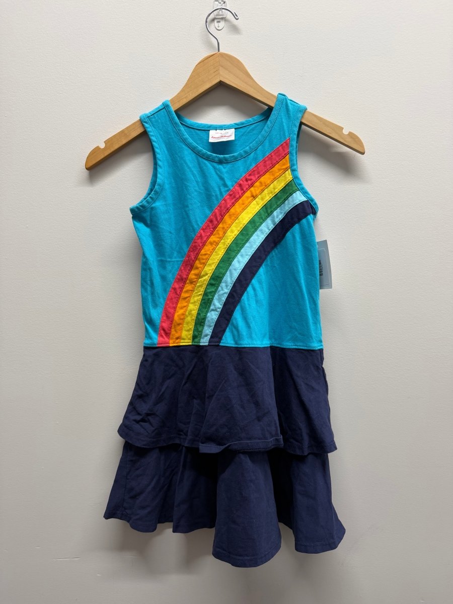 Hanna Andersson Rainbow Drop Waist Dress – 8 (130cm) | Navy Skirt & Sleeves Excellent - Nest and Sprout-Consignment