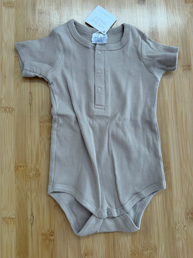 Mebie Baby Light Brown Bodysuit – 12–18M | NWT - Nest and Sprout-Consignment