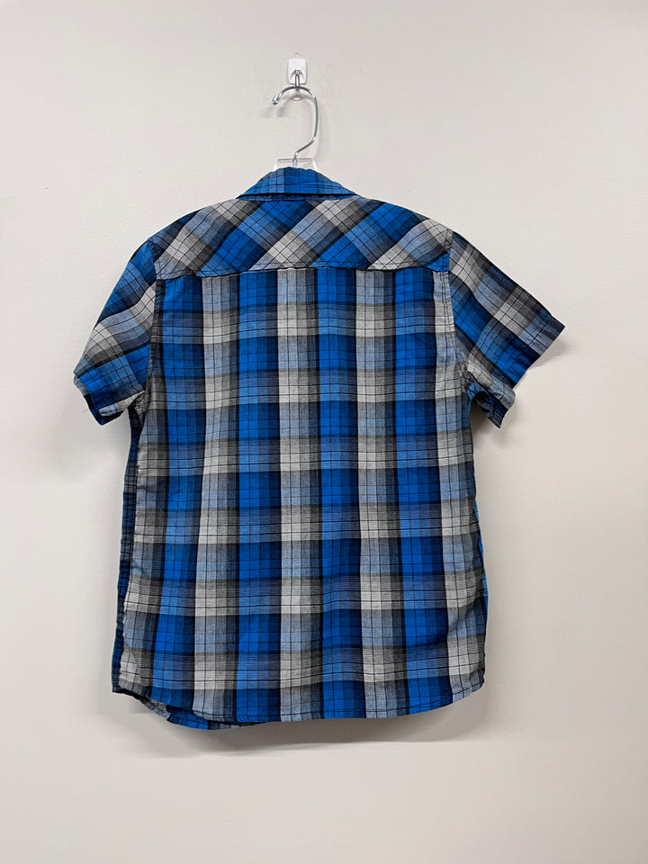 EZ Size 6 Button-Up Shirt, Blue and Black