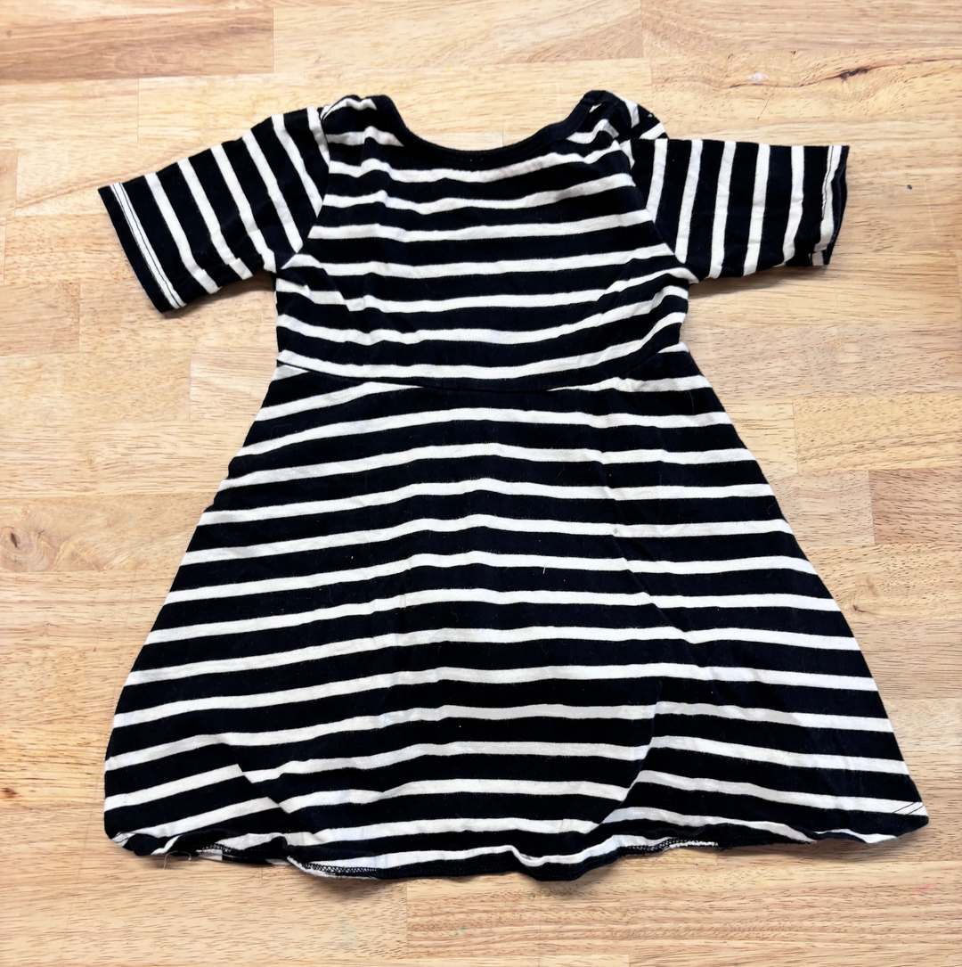 Mini Mioche Black/White Stripe Twirl Dress 1/2y