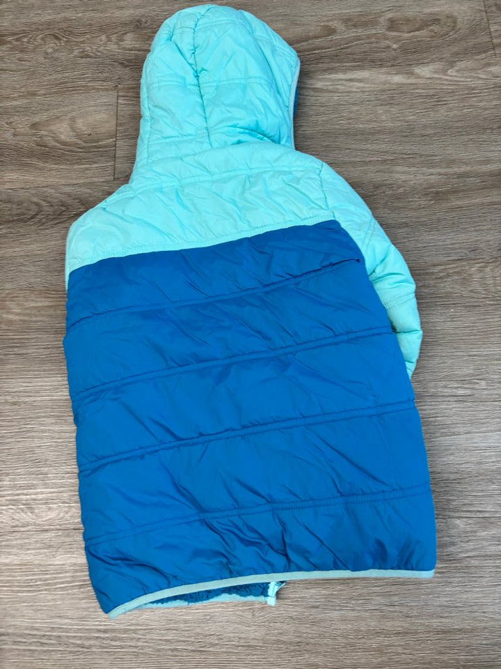 Eddie Bauer Reversible Blue Puffer Sherpa Jacket | Size 7/8 - Nest and Sprout-Consignment