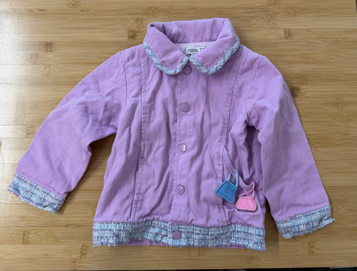 Roots 73 Plaid-Edge Jacket – 3Y | Purple Collar Snap-Up Canvas Style