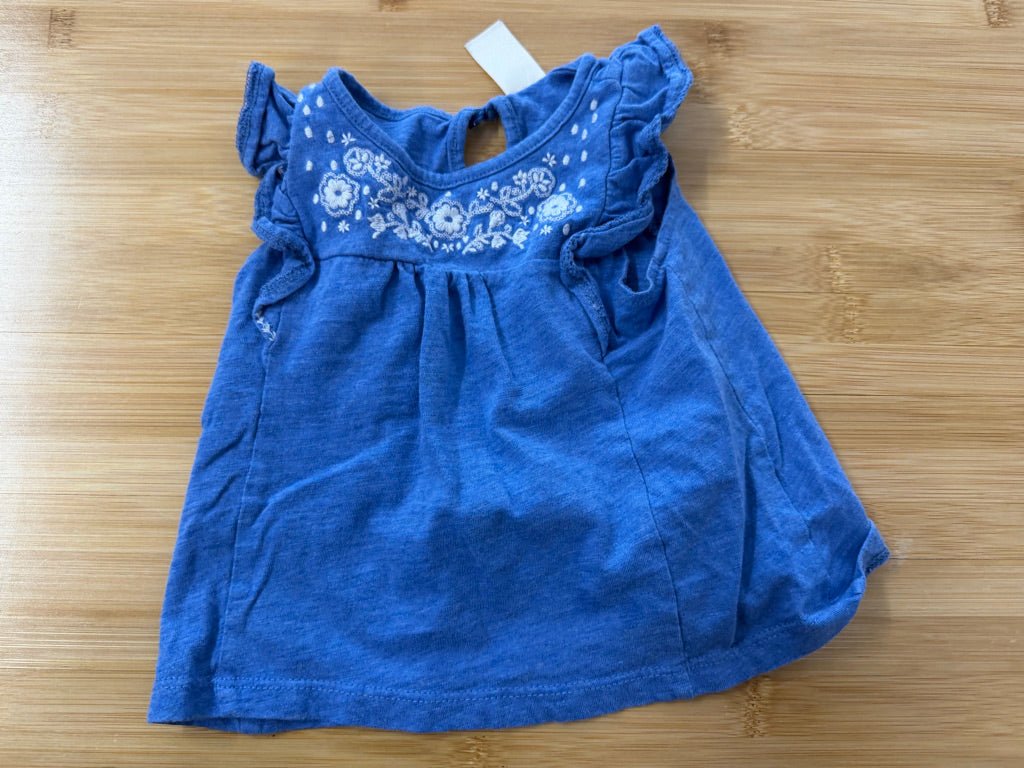 OshKosh Tank Top – 18M | Blue Embroidered - Nest and Sprout-Consignment