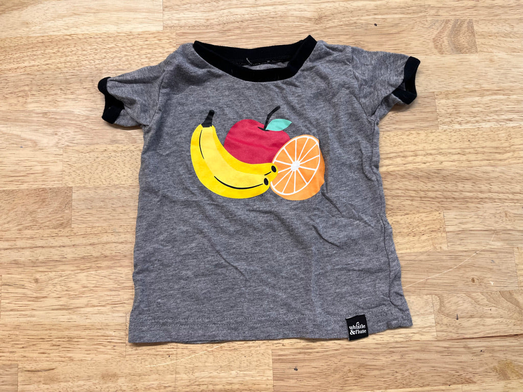 Whistle & Flute 6–12M – Grey Fruit Graphic Tee