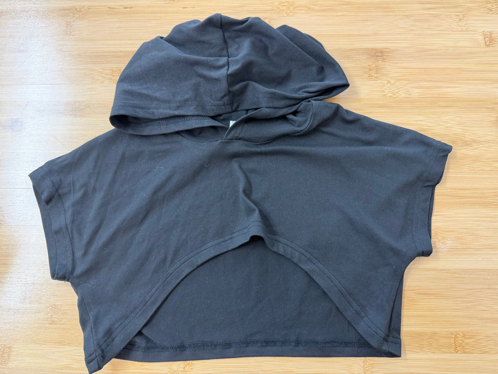 Cropped Hoodie – 10Y | Black Lightweight Polyester