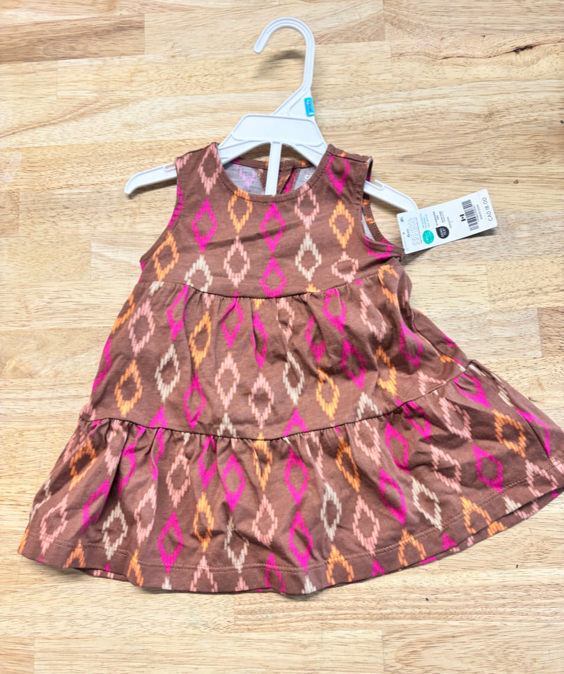 Carter’s Brown Geometric Dress with Diaper Cover – 6M NWT