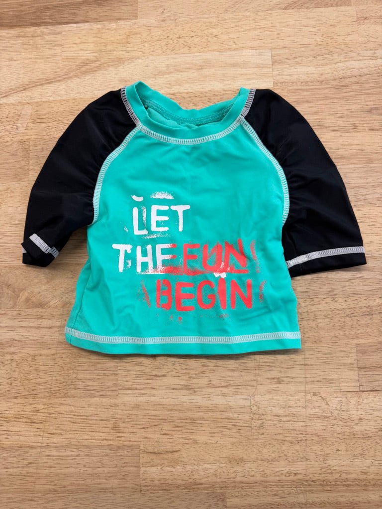 Romy & Aksel Sun Shirt – 12M | Mint & Black Short Sleeve - Nest and Sprout - Consignment