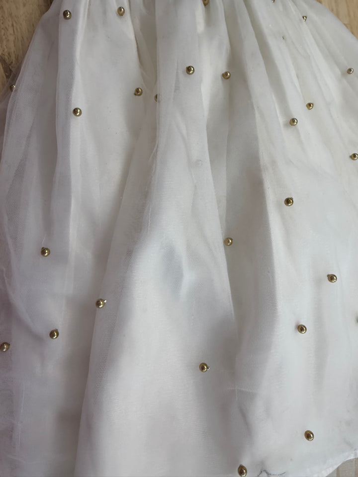 American Princess Special Occasion Dress – 6 | Green Velour Gold Bobble Tulle | AS-IS