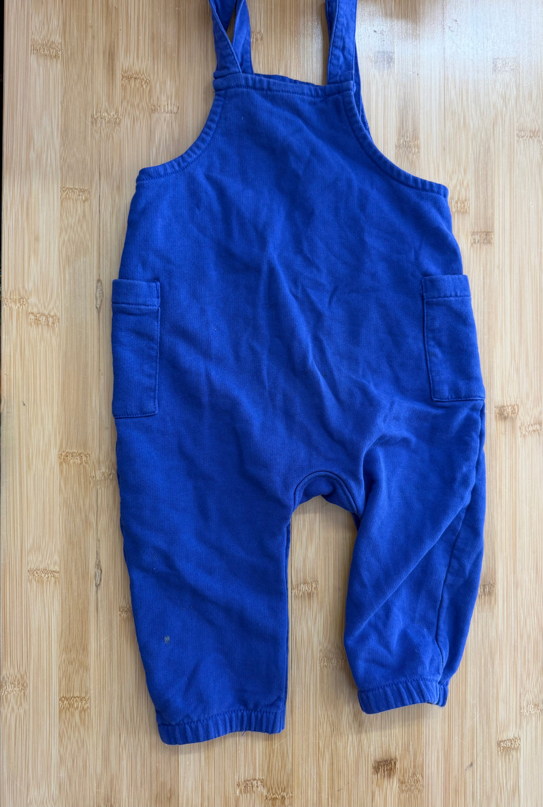 Hannah Andersson Outfit Set – 12-18 Months | Blue Overalls with Burnt Orange Shirt