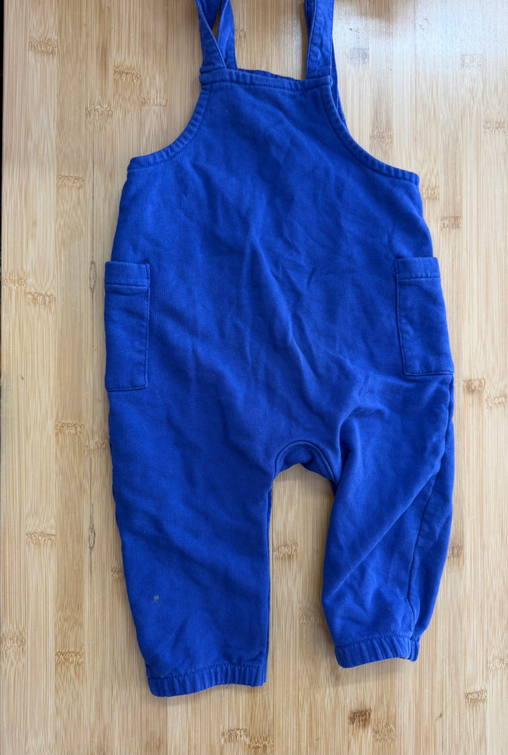 Hannah Andersson Outfit Set – 12-18 Months | Blue Overalls with Burnt Orange Shirt