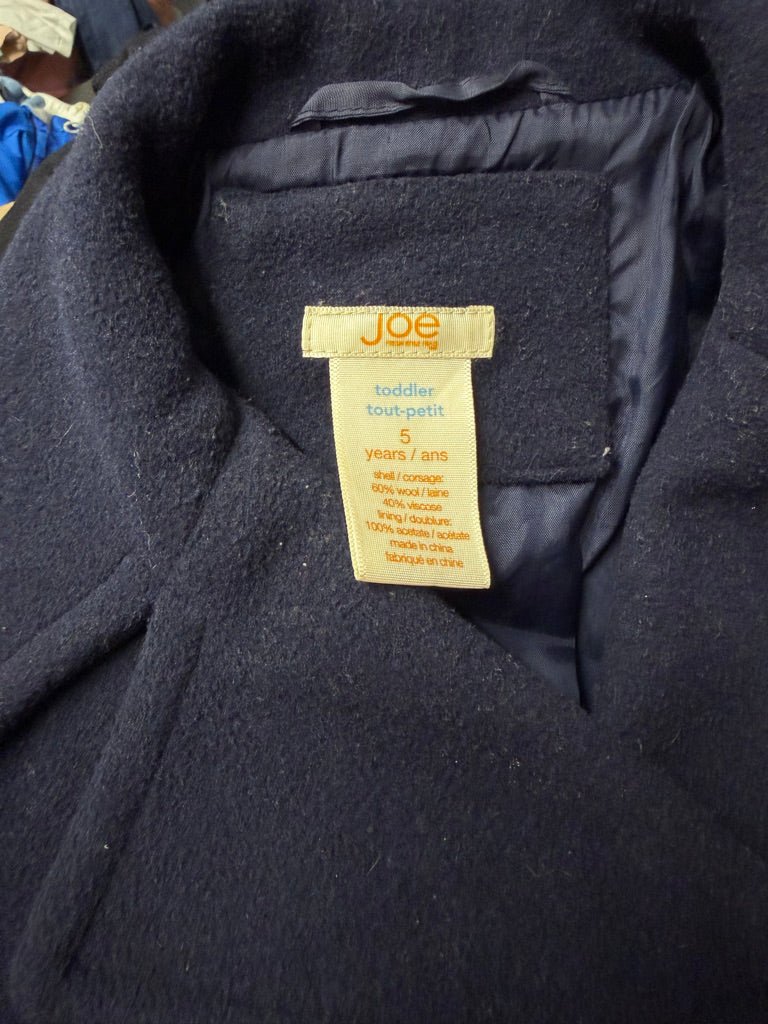 Joe Fresh Navy Double-Breasted Pea Coat – 5 | Wool Blend - Nest and Sprout-Consignment