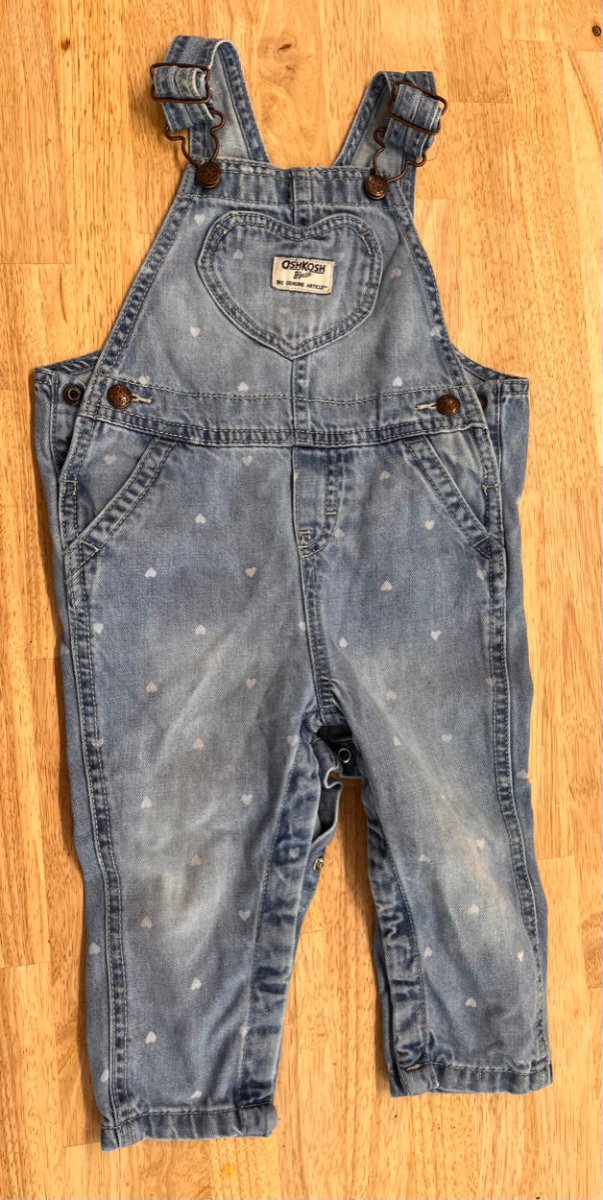 OshKosh Denim Overalls – Hearts Print 18 Months - Nest and Sprout - Consignment