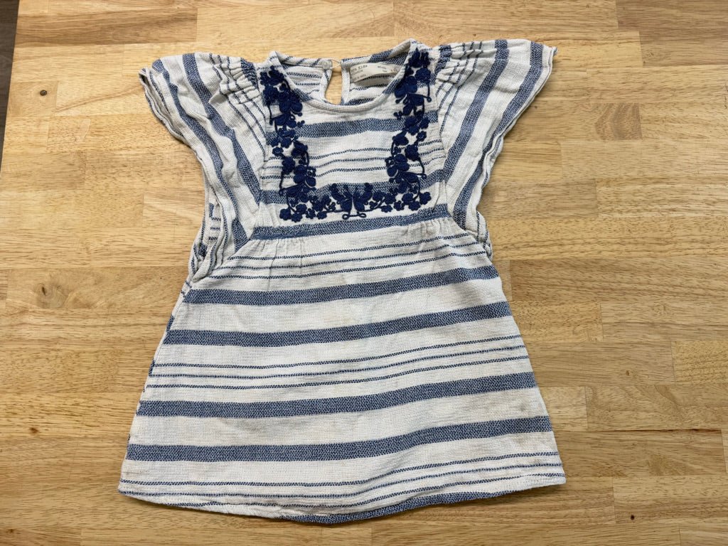 Zara Kids Shirt – 5 (110) | Blue & White imperfect - Nest and Sprout - Consignment