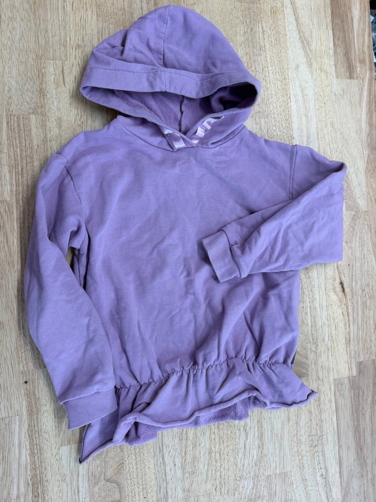 Creamie Hooded Peplum Shirt – 7 | Purple | Elastic Skirt Attachment - Nest and Sprout-Consignment