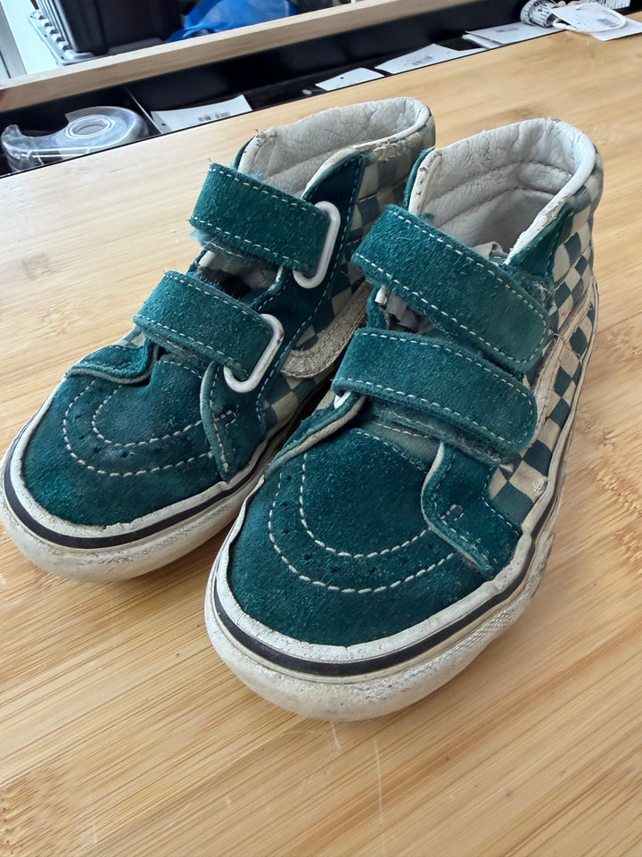 Vans High Tops – 13 Turquoise Checker Print | Velcro