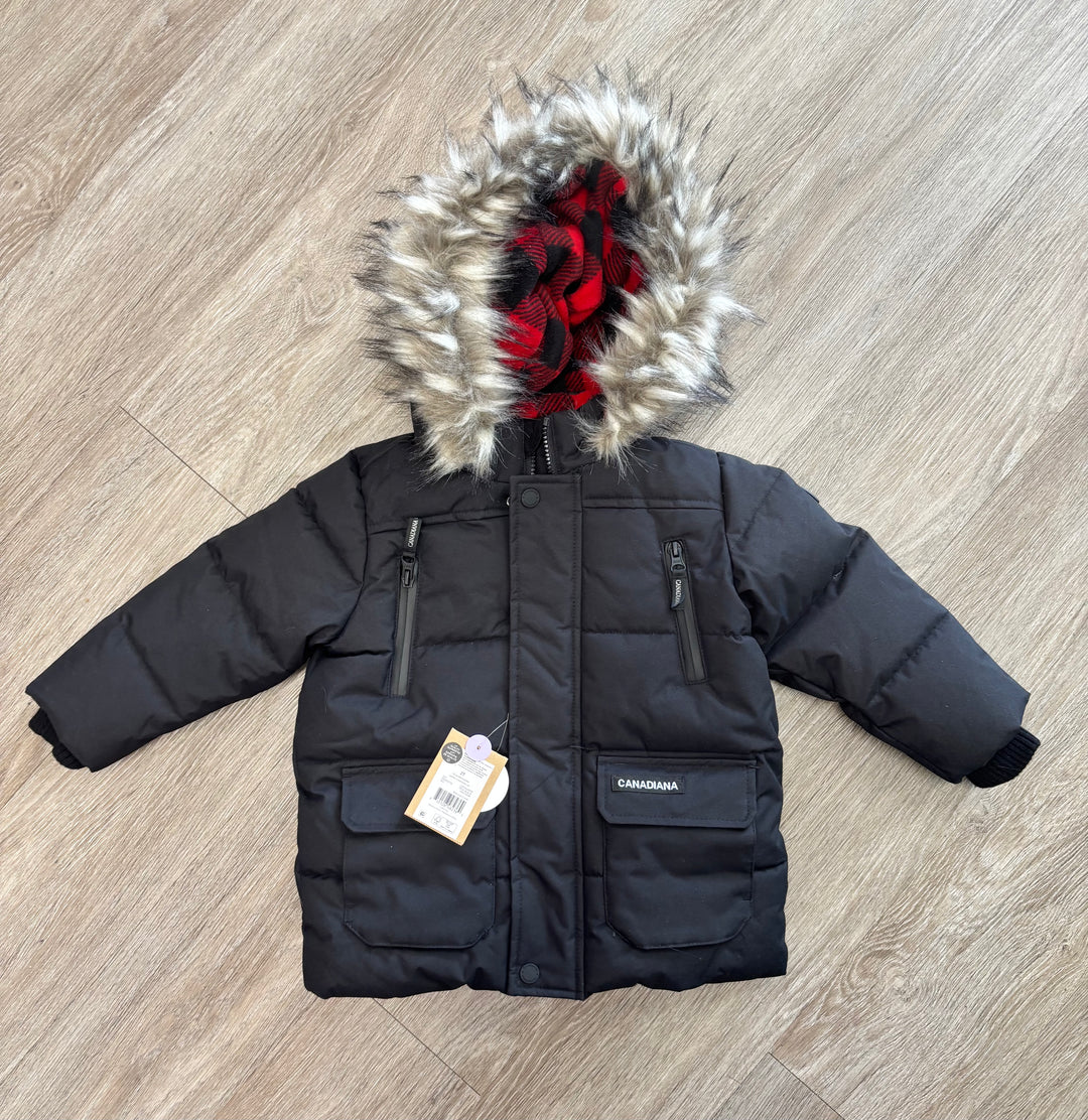 Canadiana Quilted Winter Parka – Black (NWT) | Size 2