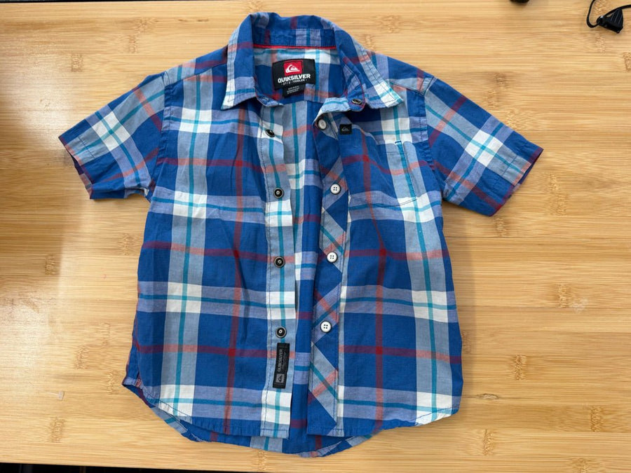Quiksilver Blue Plaid Short Sleeve Snap Shirt – 2 - Nest and Sprout-Consignment