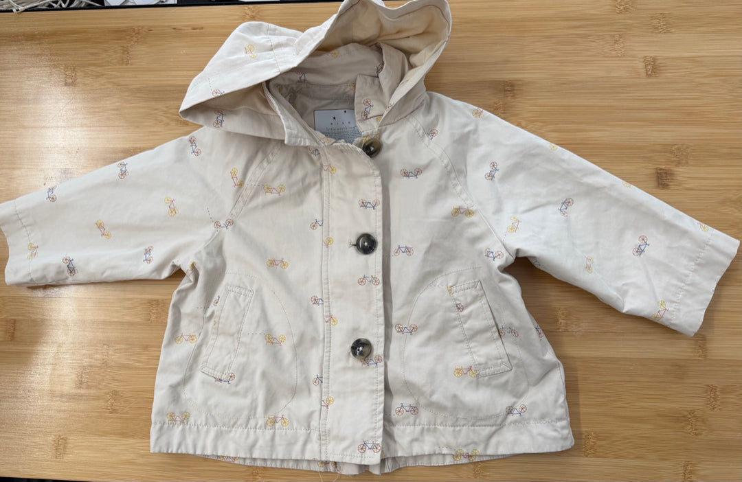 Rise Little Earthling Hooded Jacket – 12–18M | Cream Bicycle Print Cotton