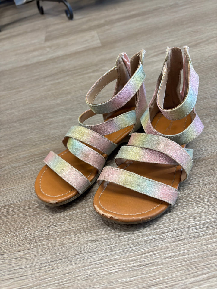 George Metallic Pink Rainbow Sandals Zip Back | Size 12