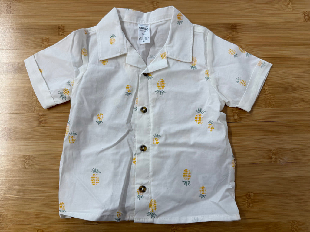 Carter's Button-Up Shirt – 18M | Cream Pineapple Like New