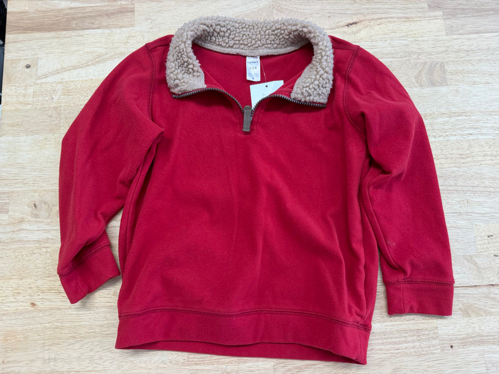 Carter's Fleece Quarter-Zip – 7 | Red with Sherpa Collar