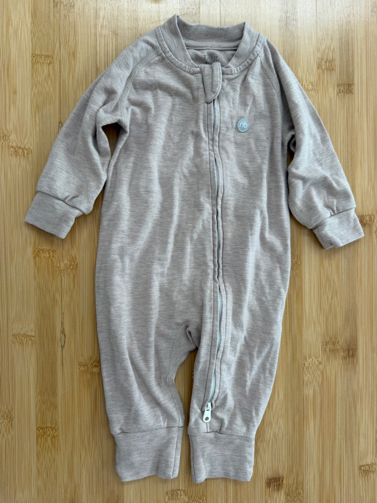 Nest Basics Bamboo Footless Sleeper – 3–6M | Light Brown Heavier Weight Zip