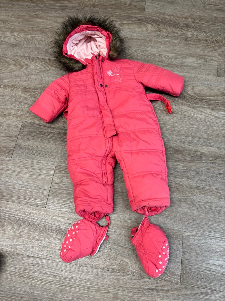 Mexx Pink Snowsuit with Detachable Booties | Size 6–9M - Nest and Sprout-Consignment