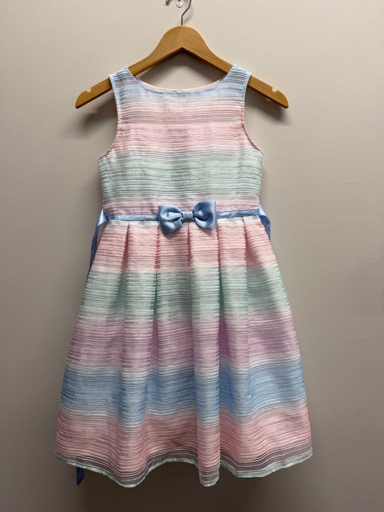 Jona Michelle Special Occasion Dress – 10 | Pastel Stripe Blue Tie Strap Light Green & Blue