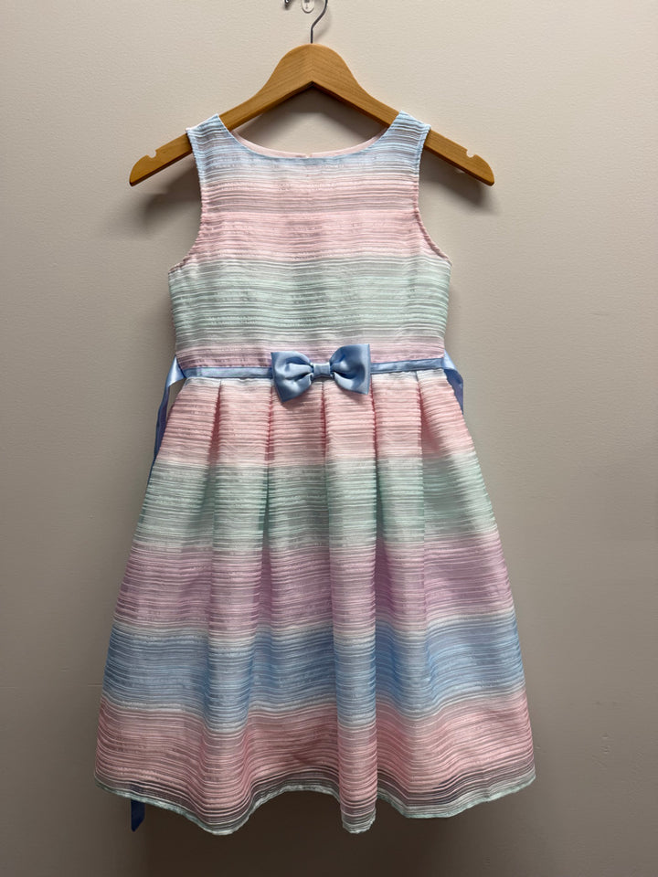 Jona Michelle Special Occasion Dress – 10 | Pastel Stripe Blue Tie Strap Light Green & Blue